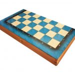 Τάβλι - σκάκι με εκτύπωση Ασπρο/Γαλάζιο 48Χ26cm