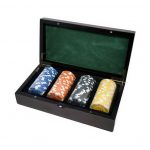 Ξύλινη κασετίνα από μαόνι SUPERGIFTS με 100 μάρκες Poker Dice 11,5gr