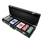 Ξύλινη βαλίτσα SUPERGIFTS με 100 μάρκες Dice 11,5 gr & 2 Τράπουλες Χάρτινες