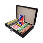Ξύλινη κασετίνα με 200 μάρκες καζίνο Poker dice 11,5gr & 2 τράπουλες 100% πλαστικές Dal Negro