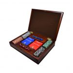 Sapelly Ξύλινη κασετίνα με 100 μάρκες Poker Dice 11,5gr & 2 τράπουλες χάρτινες Dal Negro