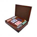 Sapelly Ξύλινη κασετίνα με 100 μάρκες Poker Dice 11,5gr & 2 τράπουλες πλαστικές 100% Dal Negro