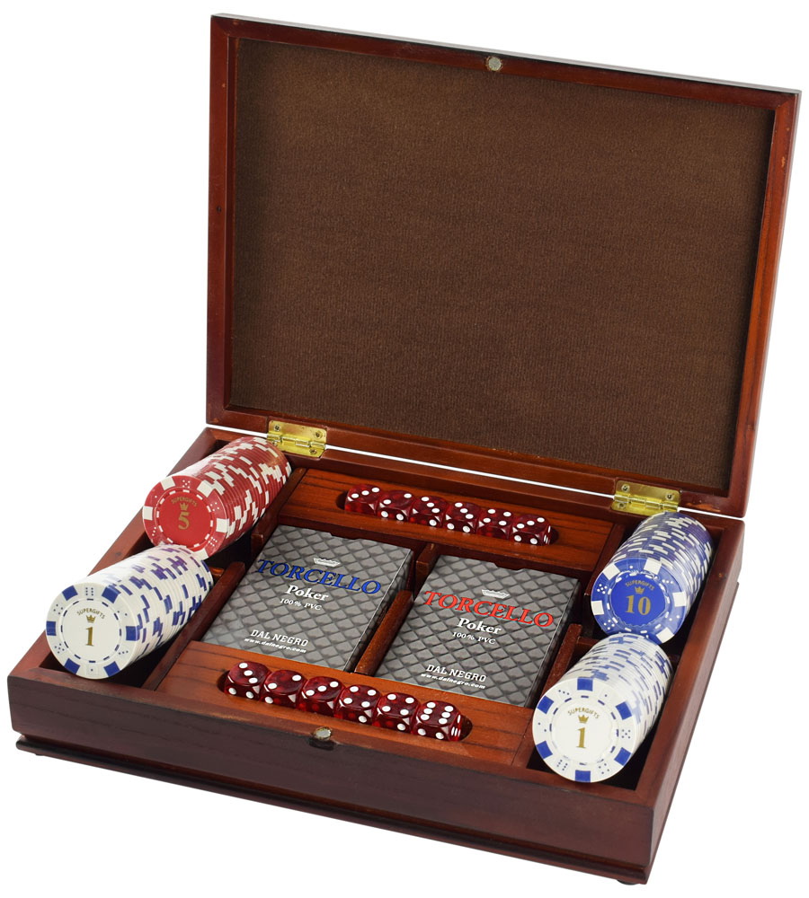 supergiftsGian024 SAPELLY ΞΥΛΙΝΗ ΚΑΣΕΤΙΝΑ ΜΕ 100 ΜΑΡΚΕΣ CLUB POKER SUPERGIFTS 12gr ΜΕ ΑΞΙΑ & 2 ΤΡΑΠΟΥΛΕΣ ΠΛΑΣΤΙΚΕΣ DAL NEGRO - Image 1